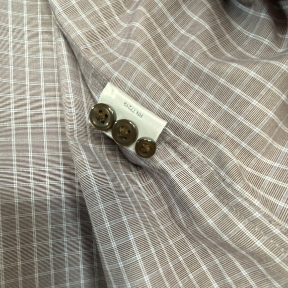 Joseph Abboud Brown Check Non Iron Dress Shirt Size XL Button Up - Picture 12 of 12